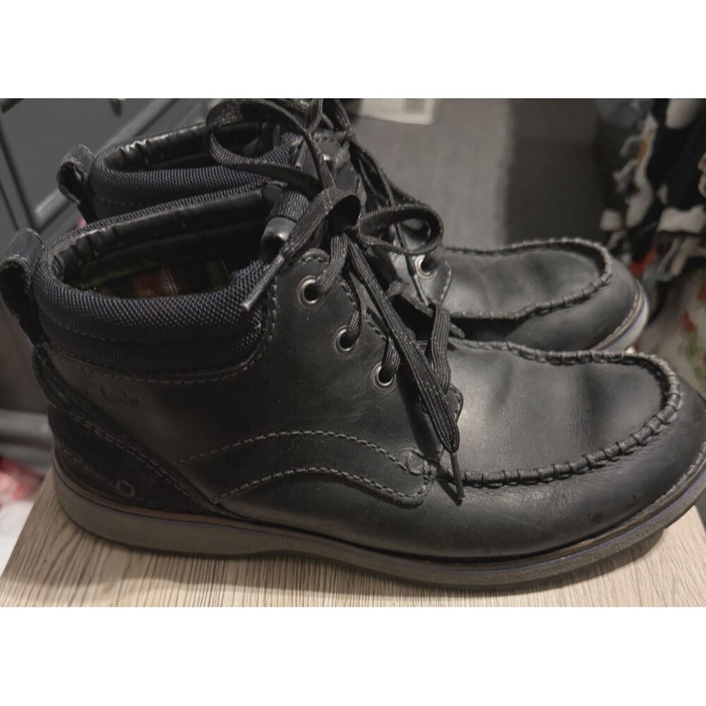 Clarks Mahale 15990 Men's Black Leather Lace Up Ankle Boots Comfort Size 9.5